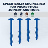 Kreg SML-C250B-125 Blue Kote, Pocket Screws, 2 1/2 Inch, #8 Coarse Thread, Maxi-Loc Head (125 Count)