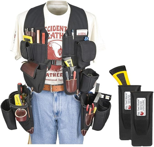 Occidental Leather 2585 Builders' Vest Framer Package Bundle w/ (2) Pack 2003 Oxy Tool Shield (3 Pieces)