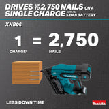 Makita XNB06Z 18V LXT Lithium-Ion Brushless Cordless 2-1/2” Angled Finish Nailer, 16 Ga., Tool Only
