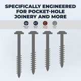 Kreg SML-C250-50 Zinc Pocket-Hole Screws, 2 1/2 Inch, #8 Coarse Thread, Maxi-Loc Head (50 Count)