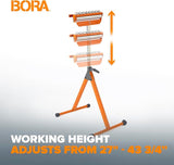 BORA Portamate PM-5093 Tri Function Pedestal Roller 11.25" Polished Steel Roller, Ball Bearing Multi-Directional Rollers