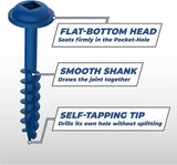 Kreg SML-C250B-125 Blue Kote, Pocket Screws, 2 1/2 Inch, #8 Coarse Thread, Maxi-Loc Head (125 Count)