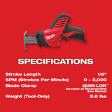 Milwaukee 2420-20 M12 HACKZALL Reciprocating Saw