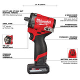 Milwaukee 2563-22 M12 FUEL Stubby 1/2" Impact Wrench Kit