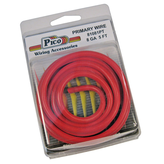 Pico 81081PT 8 AWG Red Primary Wire Copper Stranded Conductor With PVC Jacket 5ft/pk