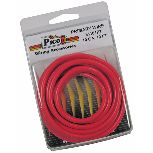 Pico 81101PT 10 AWG Red Primary Wire Copper Stranded Conductor With PVC Jacket 10ft/pk