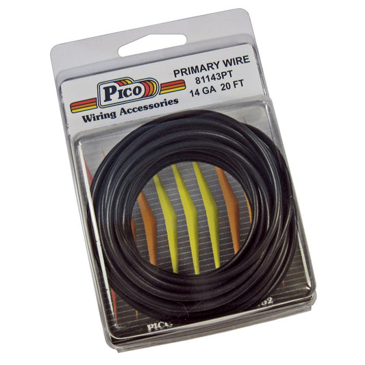 Pico 81143PT 14 AWG Black Primary Wire Copper Stranded Conductor With PVC Jacket 20ft/pk
