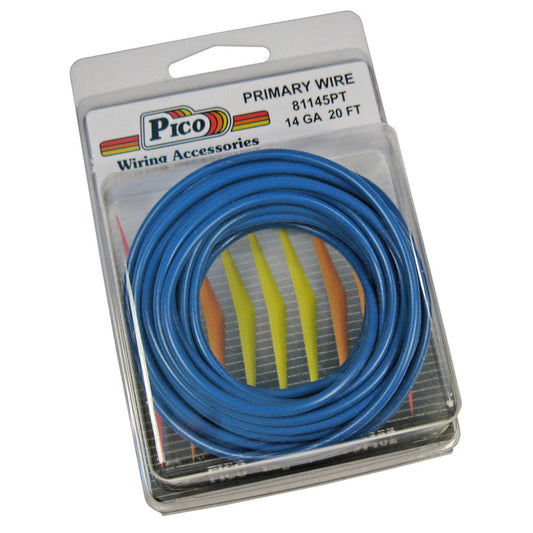 Pico 81145PT 14 AWG Blue Primary Wire Copper Stranded Conductor With PVC Jacket 20ft/pk