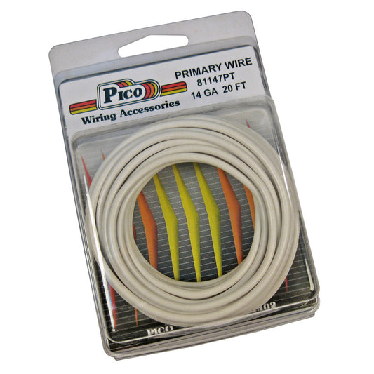 Pico 81147PT 14 AWG White Primary Wire Copper Stranded Conductor With PVC Jacket 20ft/pk