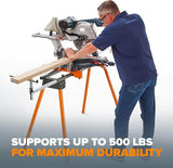 BORA Universal Miter Saw Stand with Quick Release Tool Mounting System- Portable Miter Saw Stand 500 Lbs Max Weight Load - 34-inch Height with Outrigger Arms Up to 114 Inches - PM-4000, Orange