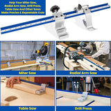 KMS8000 Precision Trak and Stops Kit Track Guide Woodworking Tool Saw Guide Measuring System for Miter Saw Radial Arm Saw Drill Press Table Saw Fence Accessories Precise Repeatable Cutting Set