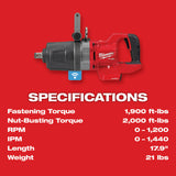Milwaukee 2868-20 M18 FUEL 1 in. D-Handle High Torque Impact Wrench w/ ONE-KEY
