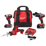 Milwaukee 2893-22CXP M18 Brushless Hammer Drill/Impact Combo Kit 2.0,4.0 with HACKZALL