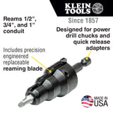Klein 85091 Power Conduit Reamer with #2 Square Recess Bit