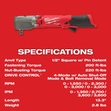Milwaukee 2565P-20 M12 FUEL 1/2" Right Angle Impact Wrench w/ Pin Detent