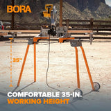 BORA Universal Miter Saw Stand with Quick Release Tool Mounting System- Portable Miter Saw Stand 500 Lbs Max Weight Load - 34-inch Height with Outrigger Arms Up to 114 Inches - PM-4000, Orange