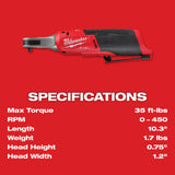 Milwaukee 2566-20 M12 FUEL 1/4" High Speed Ratchet
