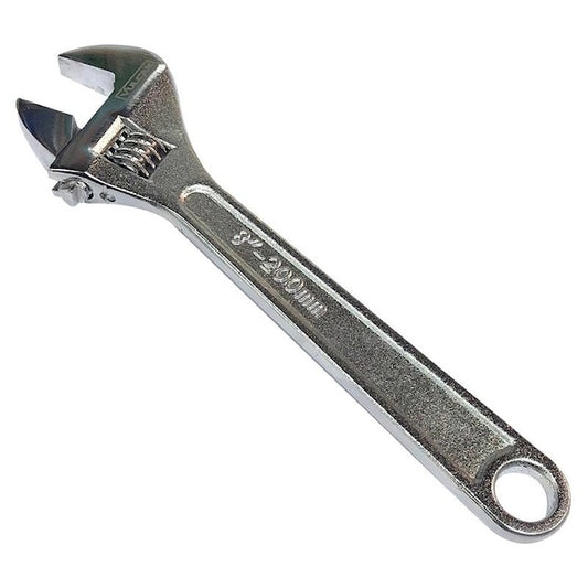 Vulcan Tools Adjustable Wrench, 8 in OAL, Steel, Chrome