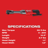 Milwaukee 2560-20 M12 FUEL 3/8 in. Extended Reach Ratchet