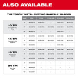 Milwaukee 48-01-7712 6" 10 TPI TORCH SAWZALL Blade for Thick Metal Bulk 100