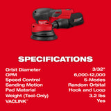 Milwaukee 2837-20 M18Â­ FUEL 5" Random Orbital Sander