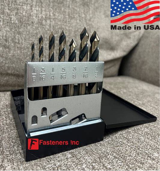 Norseman 7pc Acrylic Plexiglass ABS 60 Deg M7 Drill Bit Set 1/2-1/8 USA MADE AD7