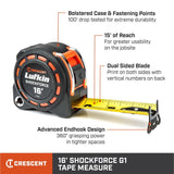 Crescent Tools L1116-02 1-3/16" x 16' SHOCKFORCE G1 Dual Sided Tape Measure