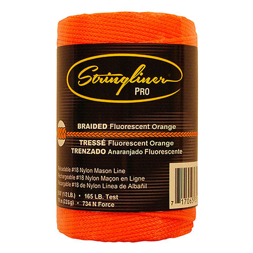 US Tape 35459 500' Braided Stringliner Mason's Line Replacement Rolls - Fluorescent Orange