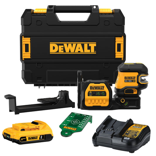 DEWALT DCLE34220G 20V MAX* CORDLESS 2-SPOT GREEN LINE LASER KIT