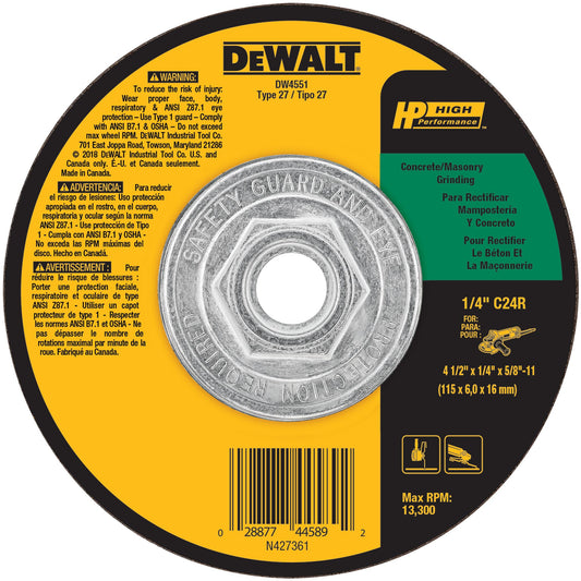 DeWalt DW4551 4-1/2" X 1/4" X 5/8-11" Masonry Grinding Wheel