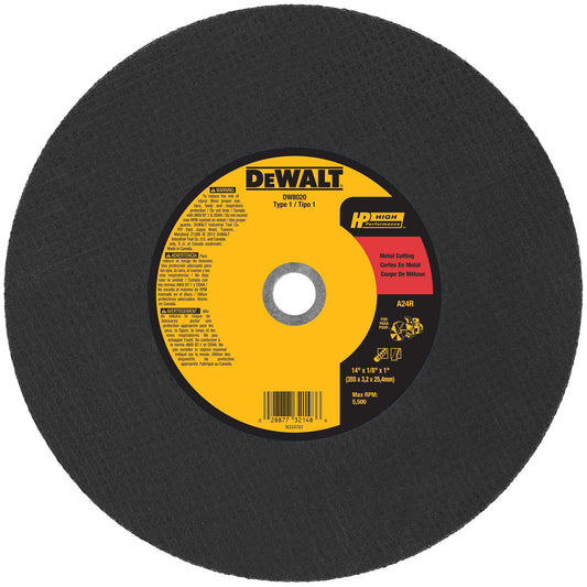 DeWalt DW8020 14" X 5/32" X 1" Metal Cutting High Speed Cut-Off Wheel