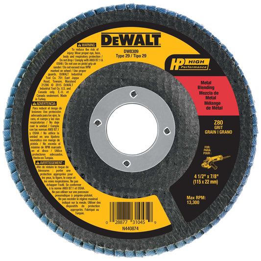 Dewalt DW8309 4-1/2-in x 7/8-in 80 Grit Zirconia Flap Disc