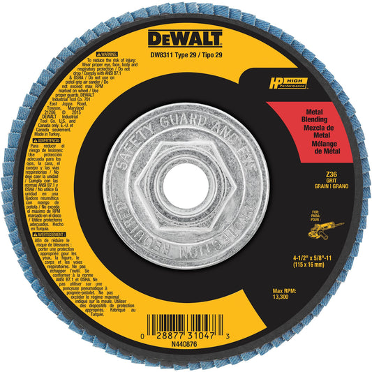 DeWalt DW8311 4-1/2" X 5/8"-11 36 Grit Zirconia Flap Disc