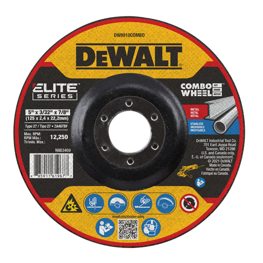 DeWalt DW8910COMBO 5" Steel Ceramic Abrasive Cut-Off/Grind Wheel