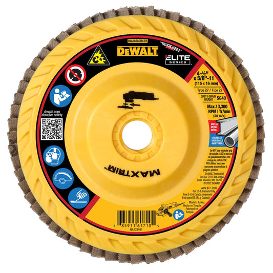 DEWALT DWA8280HCTR 4-1/2" STEEL TRIMMABLE FLAP DISC SR40 T27