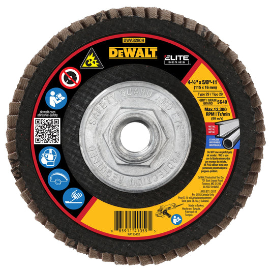 DEWALT DWA8280H FLAP DISC, 13,300 RPM, 4 1/2 IN. DIA. SG40