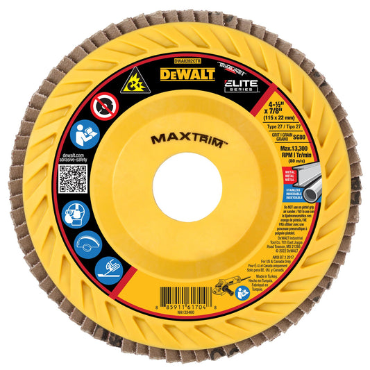 DEWALT DWA8282CTR 4-1/2" STEEL TRIMMABLE FLAP DISC SR80 T27
