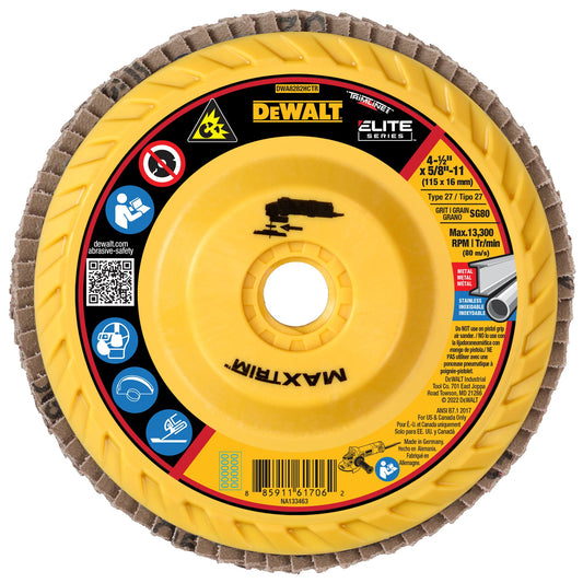 DEWALT DWA8282HCTR 4-1/2" STEEL TRIMMABLE FLAP DISC SR80 T27