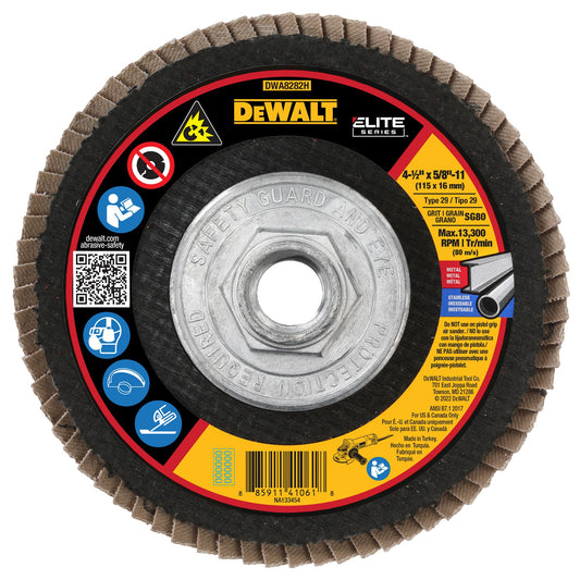 DEWALT DWA8282H FLAP DISC, 13,300 RPM, 4 1/2 IN. DIA. SG80