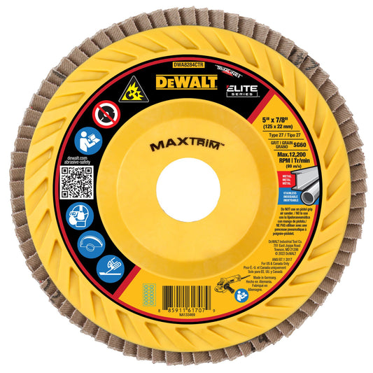 DEWALT DWA8284CTR 5" STEEL TRIMMABLE FLAP DISC SR60 T27