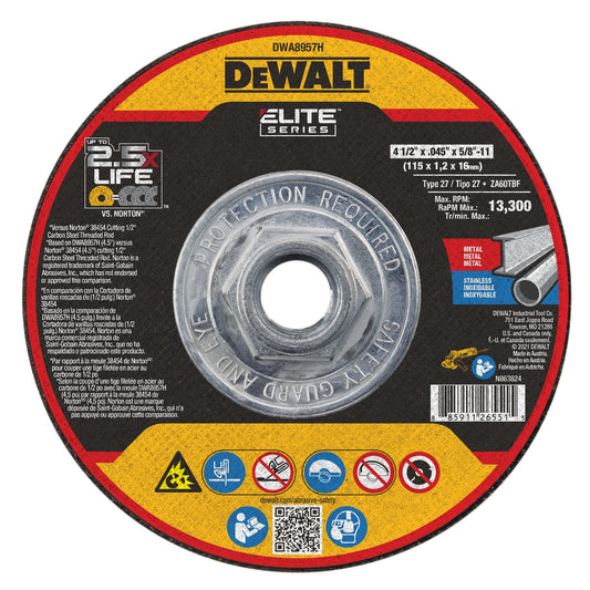 DeWalt DWA8957H 4-1/2" X .045" X 5/8"-11 XP T27 Mini Hub Cut-Off Wheel