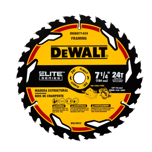 DEWALT DWAW71424 7-1/4" 24T ELITE SERIES SAW BLADE
