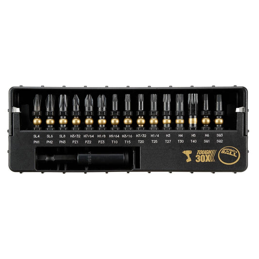 Vessel Tools IB31P02UGOLD IMPACT BALL Torsion Bit Set in SLIDE Case, Gold Limited Edition, 31 Pc.