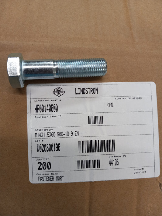 M14-1.50 x 60mm Grade 10.9 Hex Cap Screw Bolts Metric Zinc FINE THREAD / *PARTIAL THREAD*