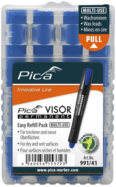 Pica 991/41 VISOR Luminescent Permanent Marker Refill, Blue (4-Pack)