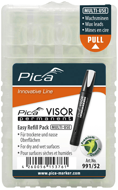 Pica 991/52 VISOR Luminescent Permanent Marker Refill, White (4-Pack)