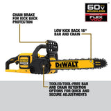 DeWalt DCCS670X1 FLEXVOLT 60V MAX Chainsaw Kit, 3-Ah Battery, 16-Inch