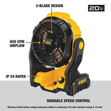 DeWalt DCE512B 20V MAX* Cordless Jobsite Fan