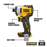 DeWalt DCF809B ATOMIC 20V MAX Brushless Cordless Compact 1/4 in. Impact Driver (Tool Only)