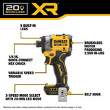 DeWalt DCF860B 20V MAX XR Brushless Cordless 3-Speed High Torque 1/4 in. Impact Driver (Tool Only)